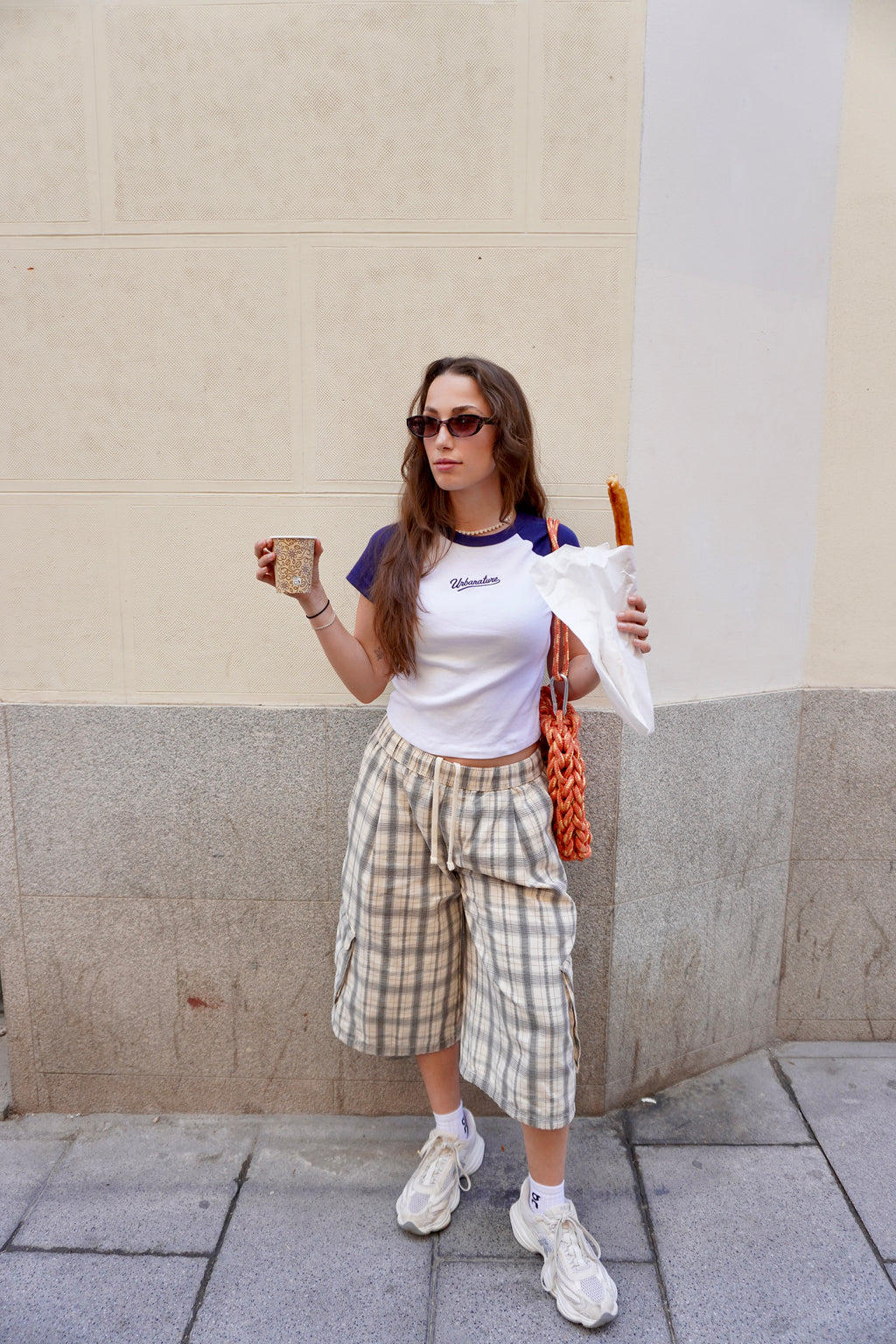 Crop Top - White / Navy